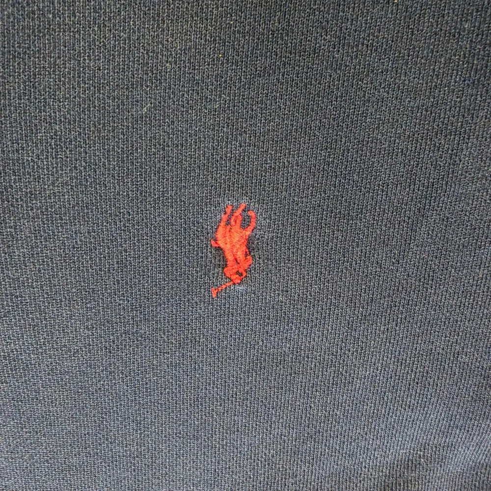 Polo Ralph Lauren Mens Navy Blue Crewneck Sweatshirt Red Pony Logo Sz L Vtg Y2K